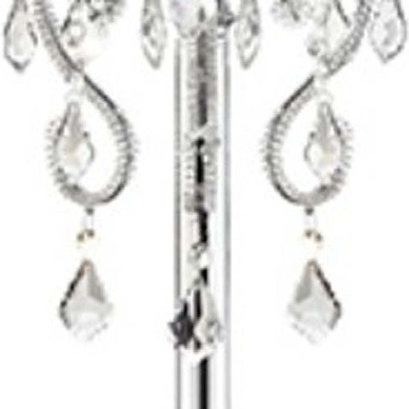 Steel Three Light Candelabra Floor Lamp With Drum Shade - Silver White