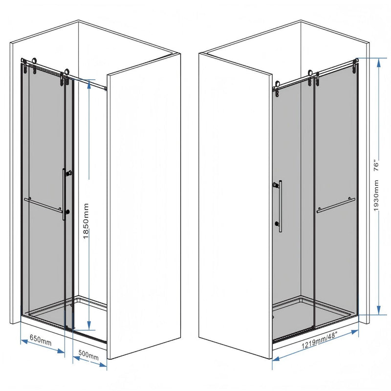 Frameless Sliding Bathtub Door With Frame