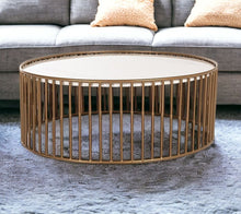 Load image into Gallery viewer, Modern Round Faux Marble Coffee Table - White And Gold
