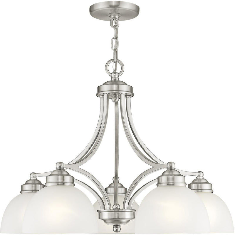 18" Five-Light Dimmable Chandelier With Shades - Nickel