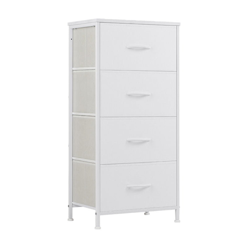 Fabric Wood Metal Four Drawer Dresser - White