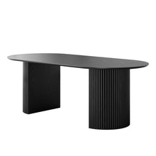 Load image into Gallery viewer, 79'' Wood Double Pedestal Base Oval Dining Table - Black
