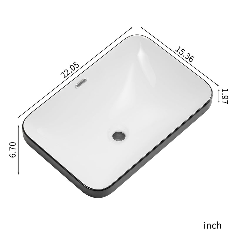 Undermount Bathroom Sink, Vessel Basin For Vanity Countertop - Black White