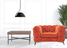 Load image into Gallery viewer, Velvet And Silver Solid Color Chesterfield Chair - Orange
