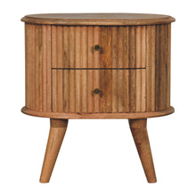 Load image into Gallery viewer, 20" Solid Wood Oval Ribbed Texturere Two Drawer Nightstand - Natural
