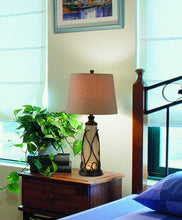 Load image into Gallery viewer, Metal Two Light Table Lamp With Brown Empire Shade - Brown
