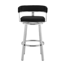 Load image into Gallery viewer, 34" Faux Leather Swivel Low Back Counter Height Bar Chair - Black / Silver
