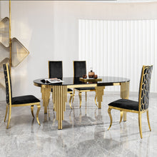 Load image into Gallery viewer, Oval Dining Table With Glass Top And Stainless Steel Base
