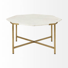 Load image into Gallery viewer, Genuine Marble And Metal Octagon Coffee Table - White And Gold
