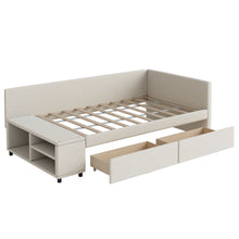 Load image into Gallery viewer, L Shaped Upholstered Platform Bed With Storage And Drawers
