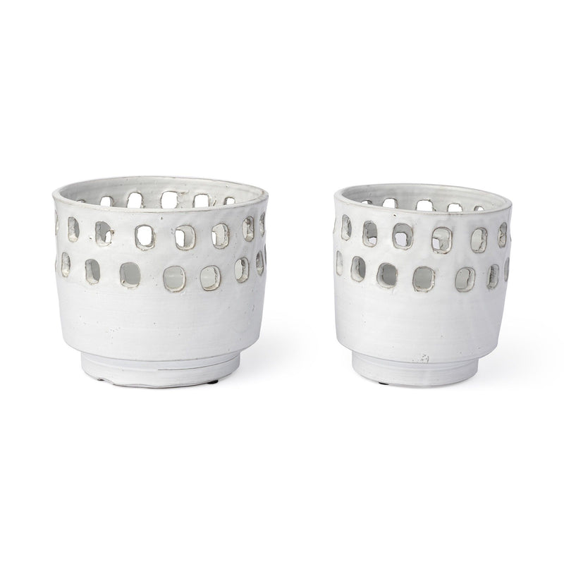 Abstract Cylinder Table Vase (Set of 2) - White