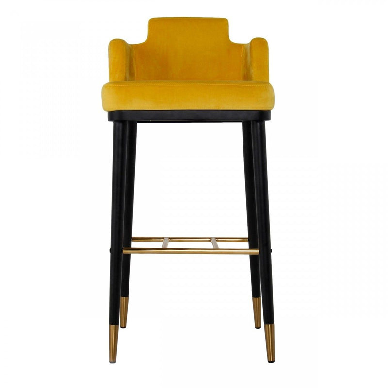 Velvet And Steel Low Back Bar Height Bar Chair - Yellow And Black