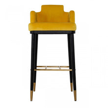 Load image into Gallery viewer, Velvet And Steel Low Back Bar Height Bar Chair - Yellow And Black
