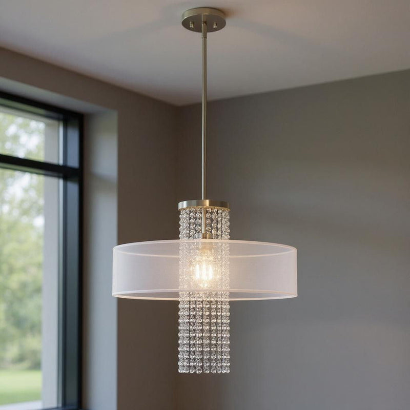28'' Dimmable Chandelier With Shades - Nickel