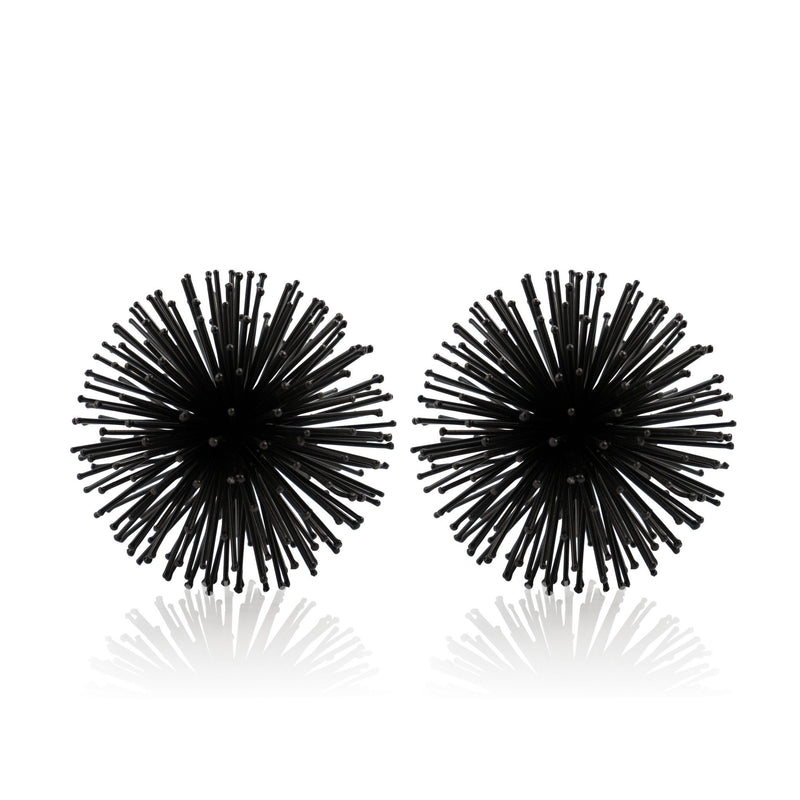 Decorative Spiky Sphere Tabletop Sculpture (Set of 2) - Black