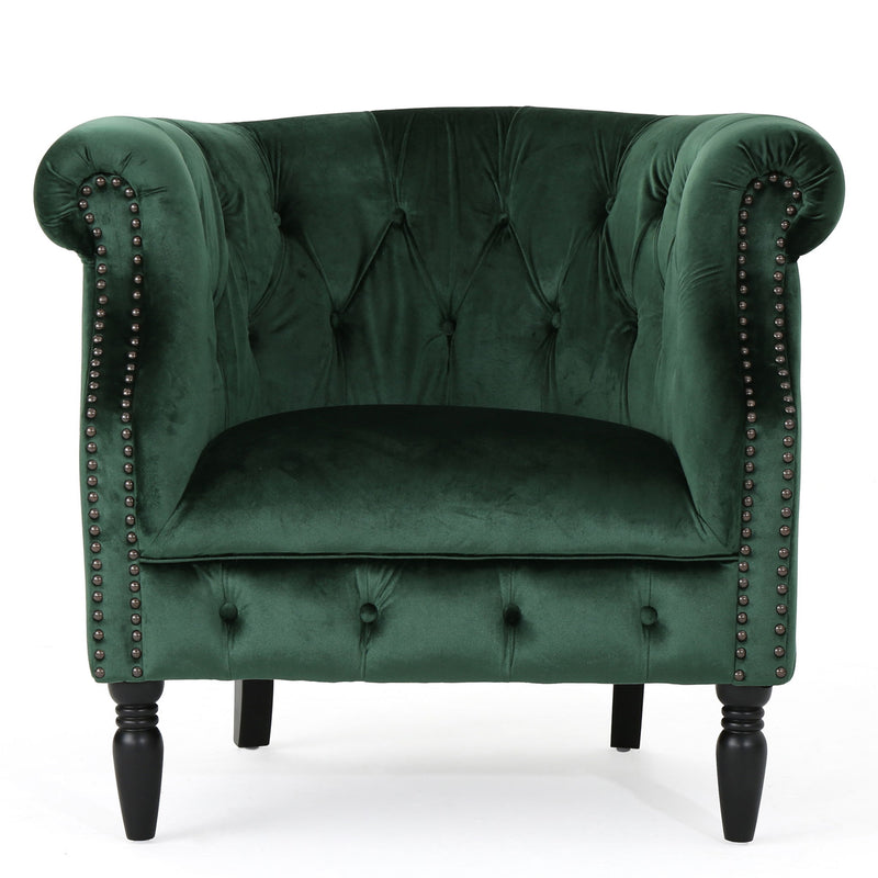Celestialis - Upholstered Club Chair With Tub Design And Rolled Recessed Armrests