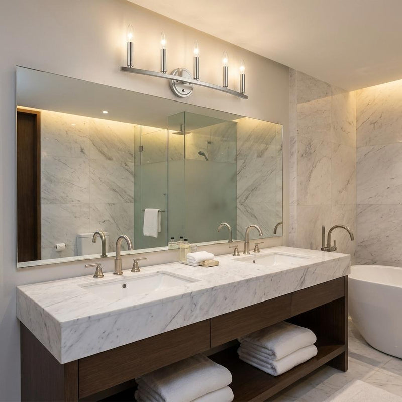 Metal Vanity Flush Mounted Sconce - Silver
