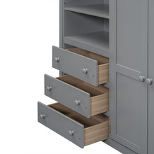 Load image into Gallery viewer, Wood Full Size Loft Bed with Built-in Wardrobe, Desk, Storage Shelves and Drawers, Gray
