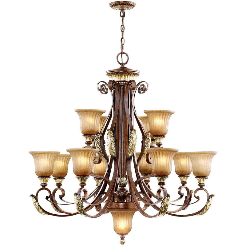 39" Multi Light Dimmable Chandelier With Shades - Bronze