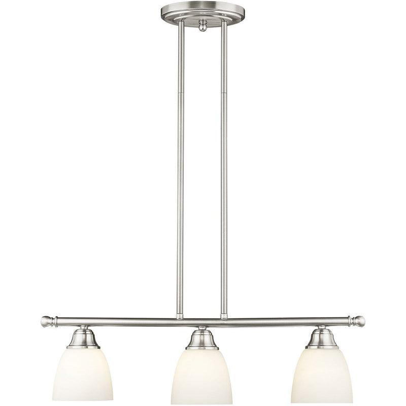 14" Three Light Dimmable Chandelier With Shades - Nickel
