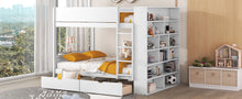 Load image into Gallery viewer, Full over Full Bunk Bed With 2 Drawers and Multi-layer Cabinet, White
