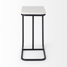 Load image into Gallery viewer, 23" Marble And Metal End Table - Black And White
