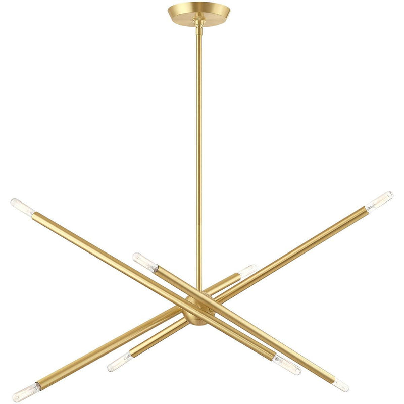 24" Eight Light Dimmable Chandelier With Shades - Brass