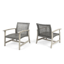 Load image into Gallery viewer, Outdoor Club Chair With Rattan Cover And Acacia Wood Frame - Gray

