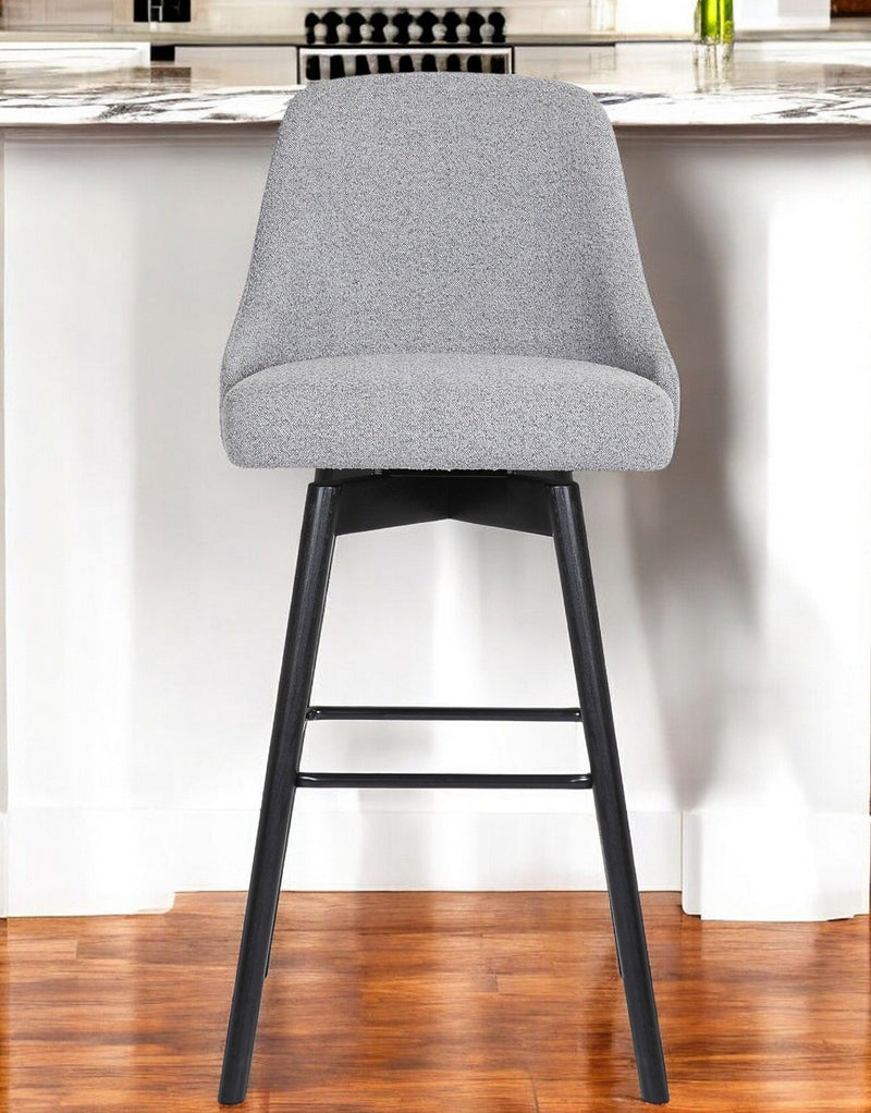 Fabric With Solid Wood Swivel Bar Height Bar Chair - Light Gray And Black