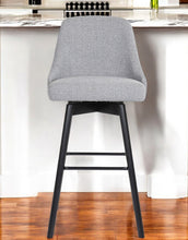 Load image into Gallery viewer, Fabric With Solid Wood Swivel Bar Height Bar Chair - Light Gray And Black
