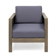 Load image into Gallery viewer, Outdoor Acacia Wood Club Chair With Wicker Accents
