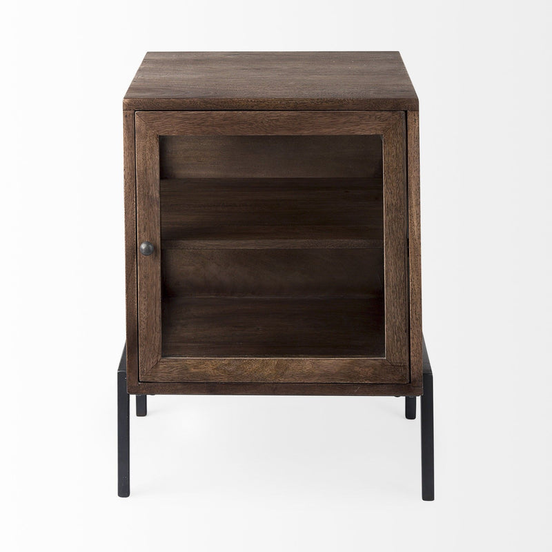 Solid Wood Square End Table - Brown