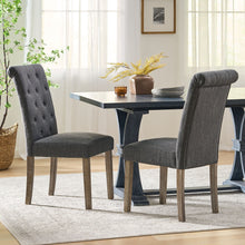Load image into Gallery viewer, Contemporary Dining Chair (Set of 2) With Button Tufted Design - Charcoal
