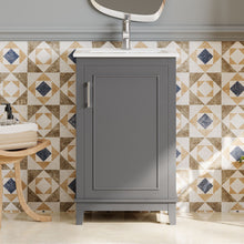 Load image into Gallery viewer, Modern Small Bathroom Vanity Cabinet With Ceramic Basin, Ample Storage, 1 Soft Close Door
