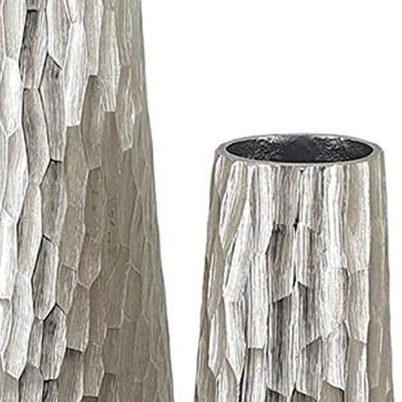 Textured Table Vases (Set of 2) - Silver