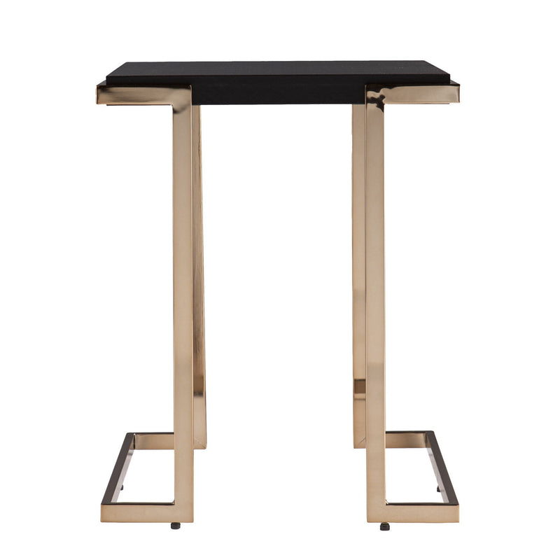Geometric Metal Square End Table - Black