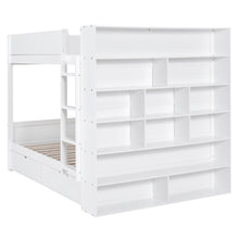 Load image into Gallery viewer, Full over Full Bunk Bed With 2 Drawers and Multi-layer Cabinet, White
