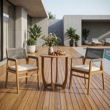 Load image into Gallery viewer, Outdoor 3 Piece Dining Set With Cushion - Gray / Teak
