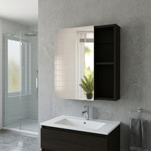 Load image into Gallery viewer, Wood Floating Single Door Bathroom Vanity Medicine Cabinet With Mirror - Black
