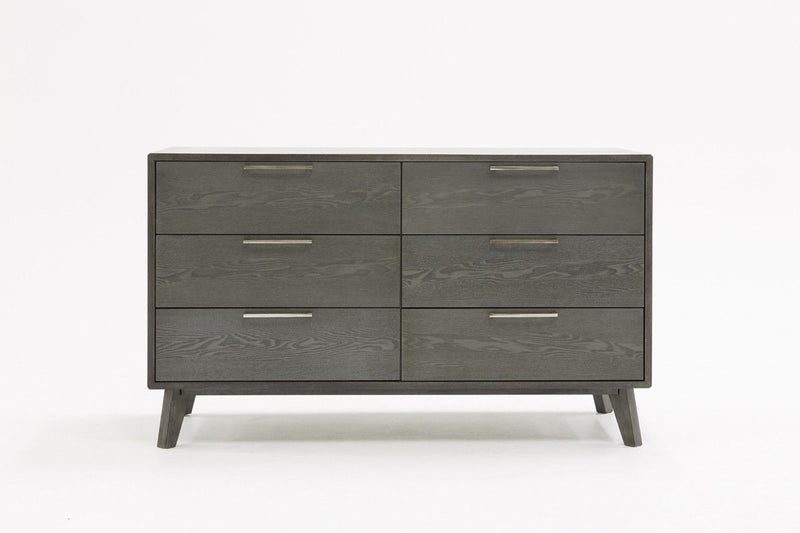 Solid Wood Six Drawer Double Dresser - Gray Wash