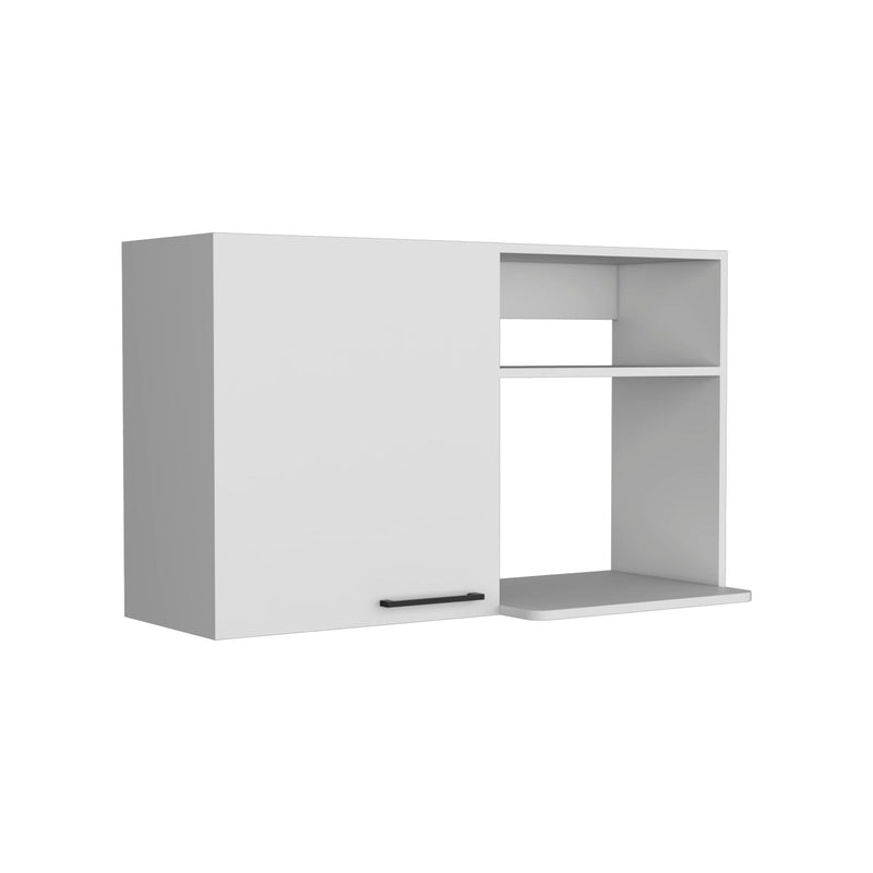 Laminate Wall Mounted Lacquered Door Gloss Finish Door China Cabinet With Two Shelves - White