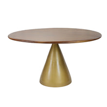 Load image into Gallery viewer, 48" Rounded Solid Wood And Iron Pedestal Base Dining Table - Brown
