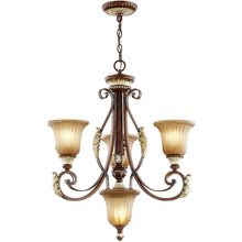 Load image into Gallery viewer, 28" Four Light Metal Dimmable Chandelier With Shades - Bronze
