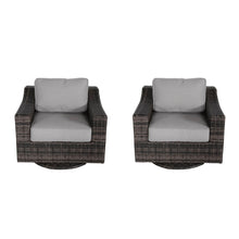 Load image into Gallery viewer, Contemporary Outdoor Swivel Patio Chair With Cushions (Set of 2) - Brown
