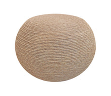 Load image into Gallery viewer, Wool Round Ribbed Pouf Ottoman - Beige
