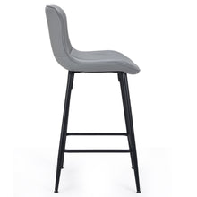 Load image into Gallery viewer, Faux Leather Metal Low Back Counter Height Bar Chairs (Set of 2) - Gray / Black
