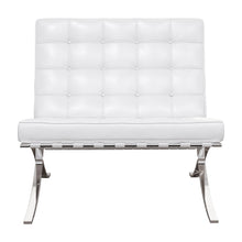 Load image into Gallery viewer, Italian Leather Tufted Lounge Chair - White And Silver
