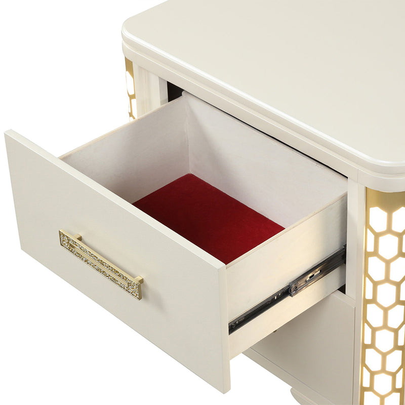 Jasmine - Nightstand With Side LED Lightning - Beige