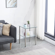 Load image into Gallery viewer, Modern 2 Piece Side Table With Storage Shelf, Tempered Glass, Space Saving Design - Clear
