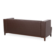 Load image into Gallery viewer, Mid Century Modern 3 Seater Sofa With Tufted Stitching - Dark Brown
